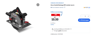PARKSIDE PERFORMANCE® Accu-handcirkelzaag 40V zonder accu's voor €59,99 in de Lidl webshop