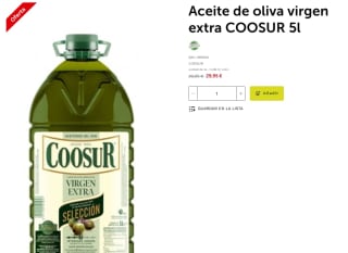 Aceite de oliva virgen extra COOSUR 5 litros por 29,95€