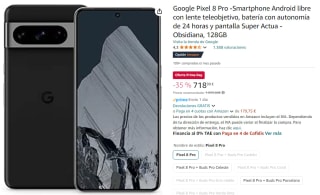 Google Pixel 8 Pro 12GB 128GB con lente teleobjetivo por 718.99€