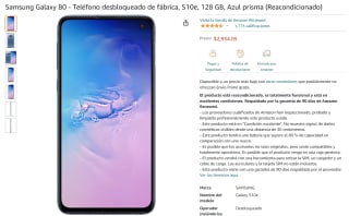 Samsung Galaxy S10e 128GB Reacondicionado a $2,934 en Amazon