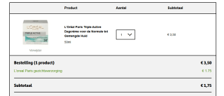 L’Oréal Paris Triple Active Dagcrème Normale tot Gemengde Huid - 50 ml voor €1,75 bij Kruidvat