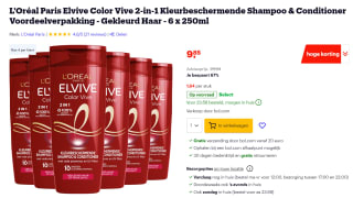 L'Oréal Elvive shampoo 6 flessen van 250ml voor €9,85 bij Bol