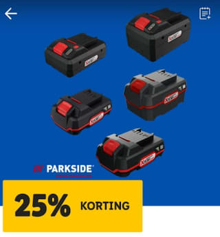 25% korting op Parkside Performance accu's en apparaten in de Lidl webshop