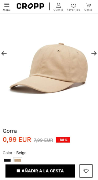 Gorra Beige por 0,99€.