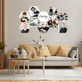 10 stuks à 22x19 cm Hexagons met eigen foto voor €25,42 dmv code bij CanvasCompany