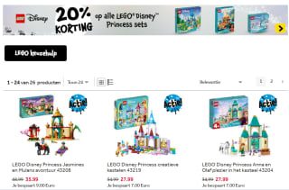 20% korting op alles van LEGO Disney Princess