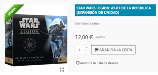 Juego De Mesa Star Wars Legión: At-Rt de la Republica (Expansion Unidad) por 12€