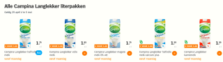 Alle Campina Langlekker literpakken 3 voor €3 bij de AH