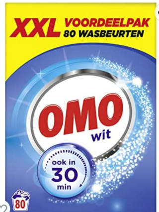 Korting bij Amazon op Omo Wit XXL Waspoeder 80 wasbeurten