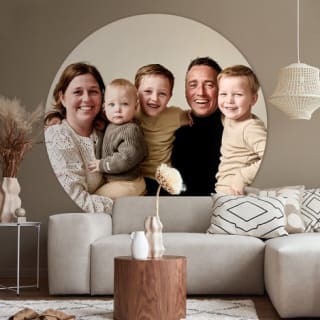 Eigen foto op muurcirkel van behang vanaf €4,99 dmv code bij FotoCadeau