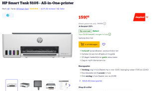 HP Smart Tank 5105 - All-in-One-printer voor €159,95 bij Bol. & Amazon