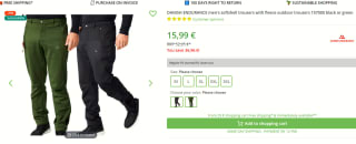 DANISH ENDURANCE softshell Waterafstotende herenbroek met fleece voor €15,99 bij Outlet46