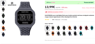 NAVIFORCE nuevo reloj Digital Retro por 13,99€ en varios colores