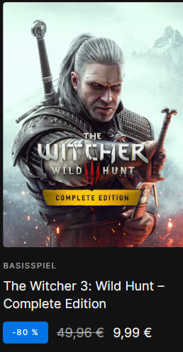 The Witcher 3: Wild Hunt – Complete Edition voor €9,99 bij Epic games