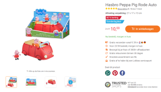 Hasbro Peppa Pig Rode Auto voor €10 bij Lobbes