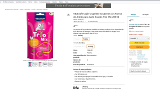 Vitakraft Cojín Crujiente con Forma de anillo para Gato Snacks Trío Mix 8x 60g a solo 4,31€