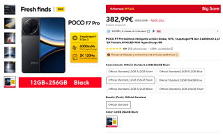 POCO F7 Pro de 12GB/256GB por 382,99€