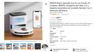 ROIDMI Robot Aspirador Eve CC con función de Limpieza, 4000Pa, depósito automático de Suciedad por 149,99€