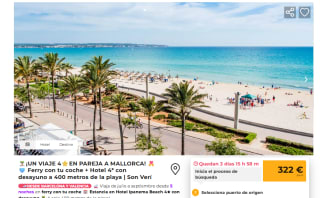 5 Noches en Mallorca en Pareja + Hotel con Desayuno + Ferry con tu coche por 322€