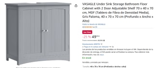 VASAGLE Mueble Baño con Almacenamiento Estante Ajustable de 2 Puertas por 49,99€