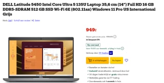 DELL Latitude 5450 Intel Core Ultra 5 135U Laptop 35,6 cm (14") voor €949 bij Bol