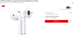 Apple AirPods 2019 met Opberghoesje voor €119 bij de Mediamarkt