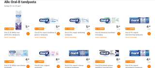2+3 gratis op alle Oral B Tandpasta bij AH