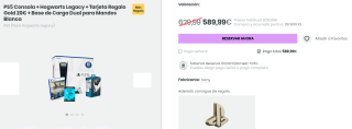 PS5 Consola + Hogwarts Legacy + Tarjeta Regalo Gold 20€ + Base de Carga Dual para Mandos Blanca
