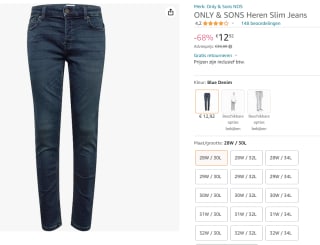Only & Sons Loom Life Dark Blue - Jeans voor €12,92 bij Amazon NL