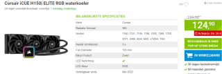 Corsair iCUE H150i RGB Elite voor €124,90 bij Megekko