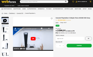 Console para PS5 da Sony - R$ 3.599,91