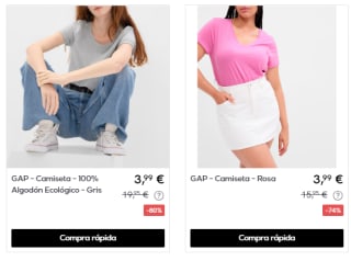 Hasta 85% descuento Ropa marca GAP desde solo 0,99€