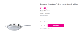 Demeyere - braadpan Proline - roestvrij staal - ø28 cm voor €149,99 bij Veepee