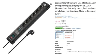 Brennenstuhl Premium-Line Stekkerdoos met overspanningsbeveiliging tot 26.000A voor €23,99 bij Amazon