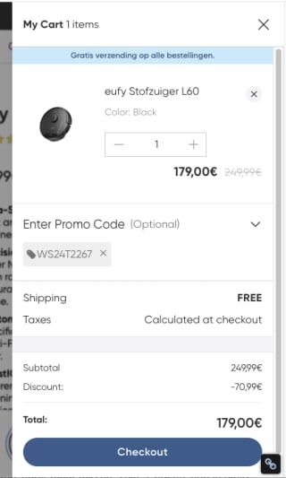 Bestel de eufy Stofzuiger L60 voor 179 euro met de couponcode