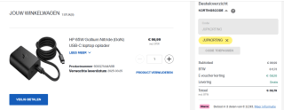 HP 65W GaN USB-C laptoplader voor €38 dmv code in de HP store