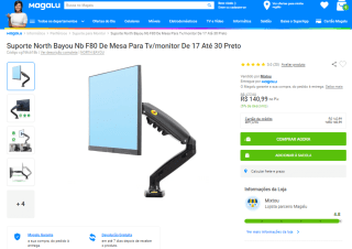 Suporte para monitores de 17 à 30 polegadas da North Bayou - R$ 140,99