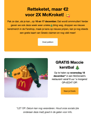 Gratis Maccie kerstbal af te halen op woensdag 18 december