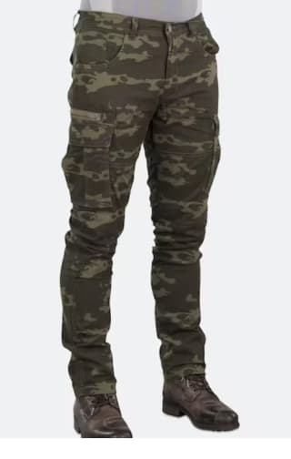 Pantalones Cargo de Moto Course Caféman Refuerzo Aramida Camuflaje Verde por 59.99€