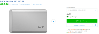 Seagate LaCie Draagbare Externe SSD - 500 GB - Zilver voor €42,99 bij Coolblue