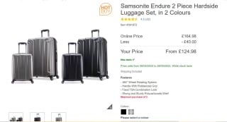 Samsonite Hard luggage set for £124.98 at Costco