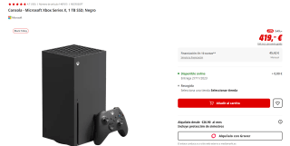 Consola Microsoft Xbox Series X 1 TB SSD por 389€