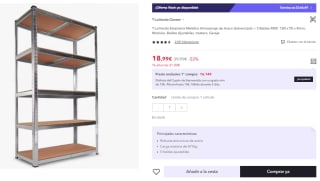 Estantería Metálica Galvanizada Nyana Home 875kg 5 Baldas por 18.99€ (Cuentas Nuevas 9.5€)