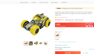vehículo acrobático con tracción en las cuatro ruedas con suspensión giratoria de torsión por 4,59€