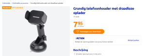 Grundig - telefoonhouder met draadloze oplader - 15 Watt voor €7,95 bij de Action
