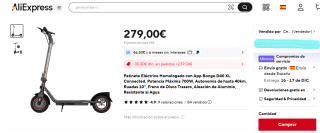 Patinete Eléctrico Homologado con App Bongo D40 XL Connected. por 249€