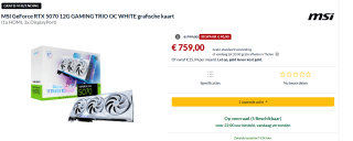 MSI GeForce RTX 5070 12G GAMING TRIO OC WHITE grafische kaart voor €759 bij Alternate