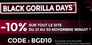 Black Gorilla Days : 10% de discount sur tout le site