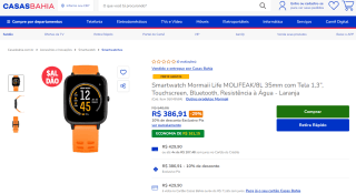 Smartwatch da Mormaii, modelo Life MOLIFEAK - R$ 386,91