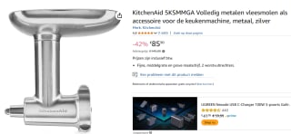 KitchenAid Vleesmolen en Worstenmaker accessoire voor €85,90 bij Amazon